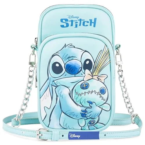 Get Trend Disney Stitch Bolso Bandolera Niña y Adolescente, Pequeña Teléfono Bolsa Niña para Excursiones Vacaciones, Regalos para Ella (Azul Stitch)