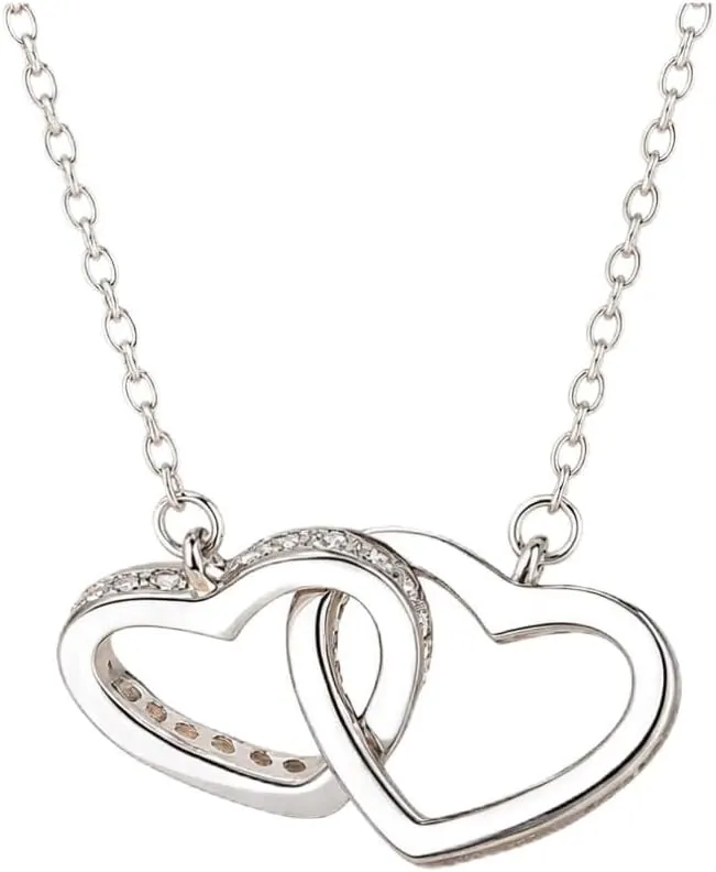 Colgante de Plata 925 con Diseño de Corazones Entrecruzados y Detalles Brillantes - Joyería Elegante para Regalo de San Valentín o Aniversarios.