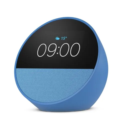 Amazon Echo Spot (última generación) | Despertador inteligente con sonido de calidad| Azul, con Acceso Anticipado a Alexa+