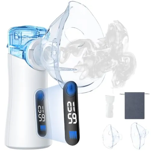 Nebulizador Ultrasónico Niños y Adultos | Portátil 85g | Silencioso 30dB | 2 Modos de Nebulización | Uso Continuo Durante 1h | Pantalla Digital | Modo Autolimpieza