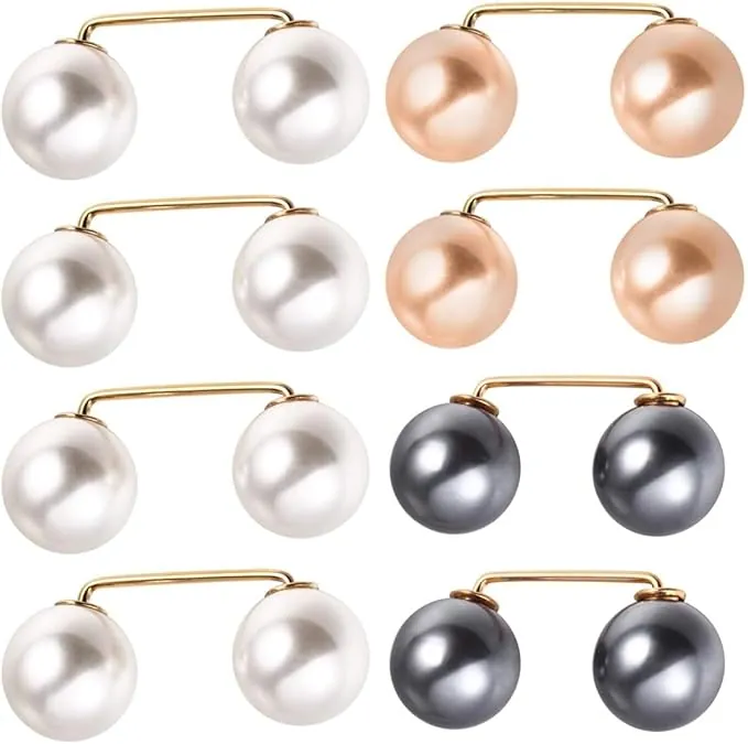 8 Piezas de Broches para Damas, Broche de Perlas Vintage, Broche con Perlas Artificiales, Broche de Doble Perlas de Imitación Clip