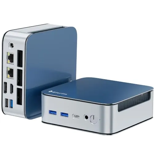 Glorlin Mini PC Ryzen 5 6600H (Beats 7430U/5825U), 16G LPDDR5 512G NVMe SSD, Mini Computadora de Escritorio con Pantalla Triple 4K, WiFi 6 BT5.3 Dual LAN