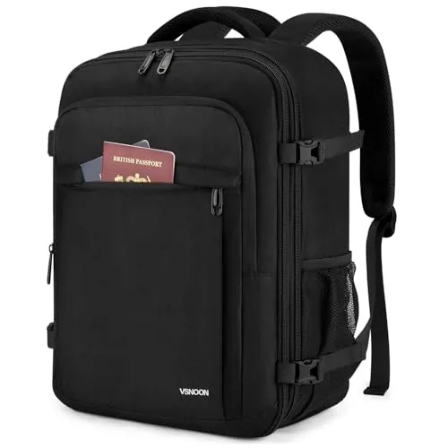 VSNOON Mochila Viaje Expandible 24L-30L, Mochila 40x30x20 Ryanair(Negro)