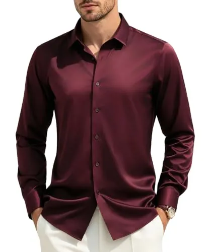 Casey Kevin Camisa Sin Plancha Hombre - Camisas Manga Larga de Satén