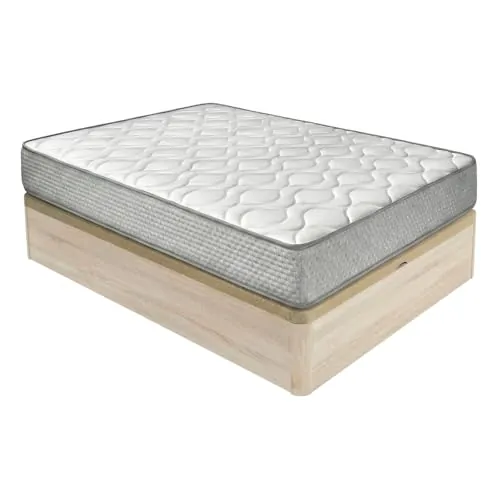 Duérmete Online - Pack Colchón Viscoelástico Marko Reversible + Canapé Madera Abatible Gran Capacidad | Color Cambria 150 x 190