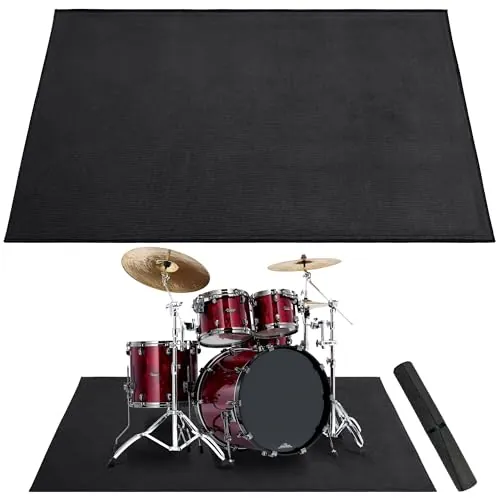 Alyoen 1,2 x 1,8 m – Alfombra de batería, Alfombra con Base Antideslizante y Aislamiento acústico, Alfombra de batería eléctrica, Accesorio para batería, Regalo para bateras, Negro