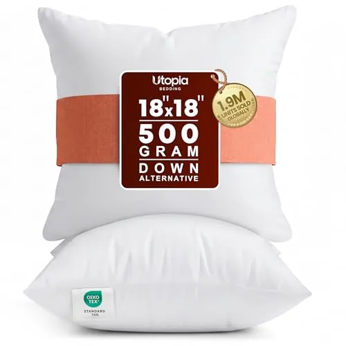 Utopia Bedding Relleno de Cojín 45 x 45 cm (2 Unidades), Almohadas de Sofá (Blanco)