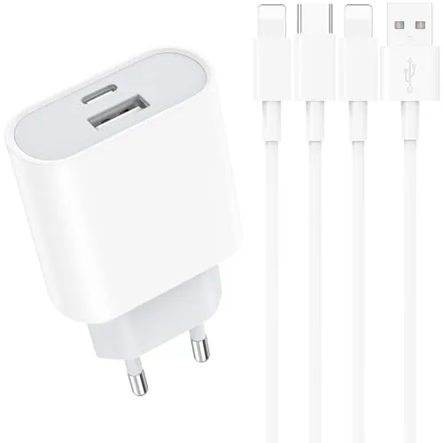 Cargador Carga Rapida for iPhone 14 13 12 20W USB C Enchufe con 2M Cable | USBC Rápido Charger for iPhone 11 Pro MAX Plus Mini XS XR X SE 8 7 6S 5S Rapido Tipo C Cabezal Piarhlie