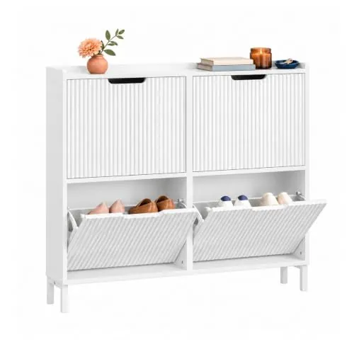 SoBuy Zapatero Estrecho Recibidor 100x19x91cm Blanco FSR177-L-W | Superficie Superior Soporta 12kg, Ideal para Pasillos Estrellos y Detrás de la Puerta