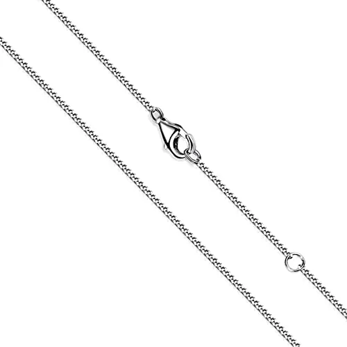 OSTAN Collar Mujer Sin Colgante Cadena Plata 925, Cadena Barbada 1.4 mm - largo 40cm 45cm 50cm 55cm 60cm collar delgado collar largo Collar Femenino Colgante Cadena