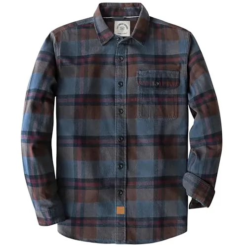 Dubinik® Camisa Franela Hombre 6oz Cuadros Manga Larga 100% Algodón | CláSsica, 2 Bolsos Com BotãO, Caneta; Macia E Quente Para Trabalho, Lazer Ou Festas; 100% AlgodãO, Flanela.