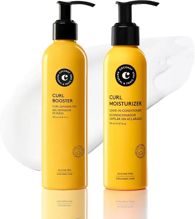 COCUNAT - Método curly - Rizos Perfectos en 2 pasos - Moisturizer Leave-in + Curl Booster - Hidrata, Nutre, Fortalece, Elimina el frizz y Desenreda - 250ml+150ml