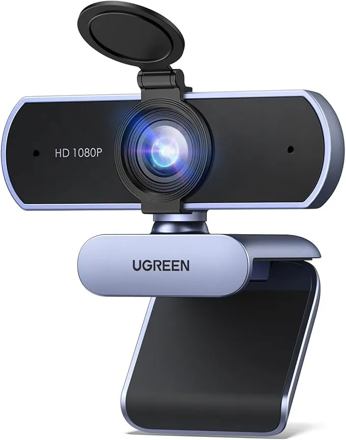 UGREEN Webcam Full HD 1080P 30FPS USB A PC Cámara 2 Micrófono Incorporado 85° Ángulo de Visión para Windows MacOS Linux Soporta Youtube Streaming Video Calling Zoom Videoconferencia(Gris)