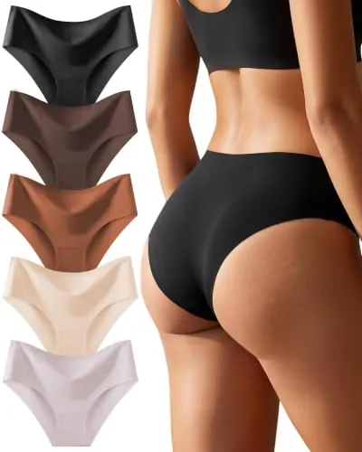 ALL OF SHE 5 Pack Braguitas de Cintura Media Señoras Ropa Interior sin Costuras Ropa Interior sin Costuras Mujeres Braguitas Suaves Multipack XS-XL,A-5,M