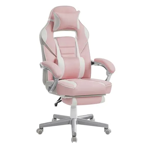 SONGMICS Silla de Oficina, Ergonómica, Reposapiés Telescópico, 150 kg