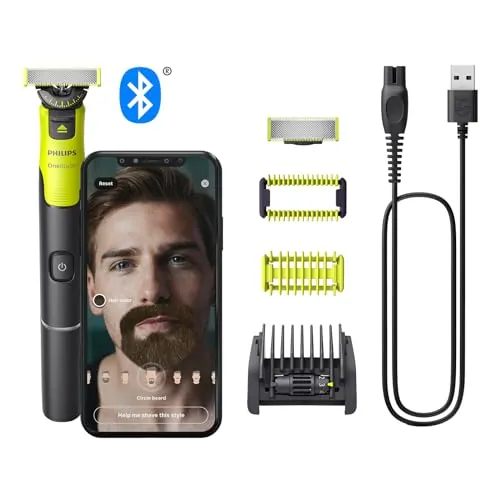 Philips OneBlade 360 con Bluetooth, Recortadora para Barba y Cuerpo, Afeitadora Eléctrica Hombre, Depilación masculina, 2 Cuchillas, 5 Longitudes, 60 minutos de uso con 1 hora de carga, QP4631/30