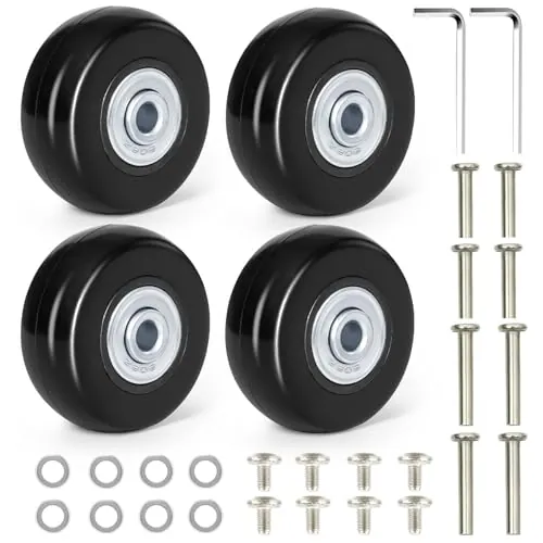 KALBIGRO Ruedas de Maleta de Reemplazo, 4 Piezas Ruedas para Maletas de Viaje 50 mm x 18 mm, Ruedas Maletas Repuesto de Goma con Rodamientos Repuesto de Ruedas para Equipajes y Carritos de Equipaje