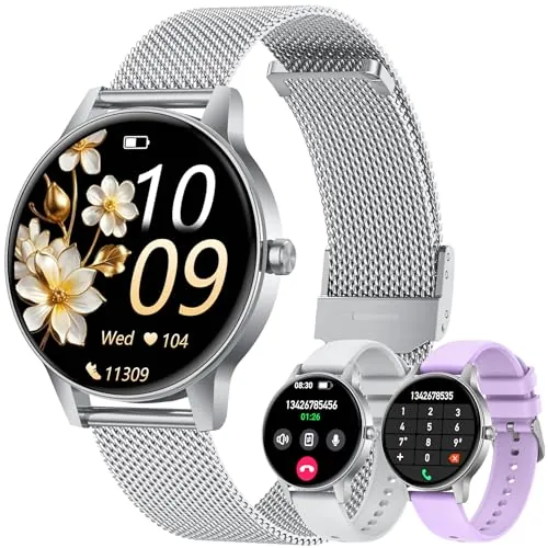 Smartwatch Reloj Inteligente Mujer con Llamadas：1.27" TFT Smart Watch Bluetooth IP68 Impermeable con Frecuencia Cardíaca SpO2 Sangre Presión Arterial Monitor Sueño 110+ Modos Deporte para Android iOS