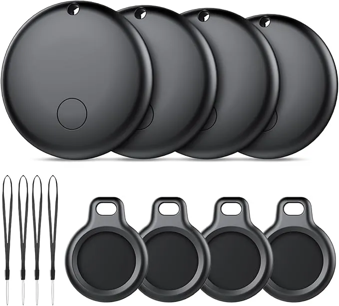 Android Smart Tag, Tracker Compatible con Google Find Hub App (Sólo Android), Localizador Bluetooth, Rastreador para Llaves, Cartera, Equipaje, Impermeable IP68, 4 Negro