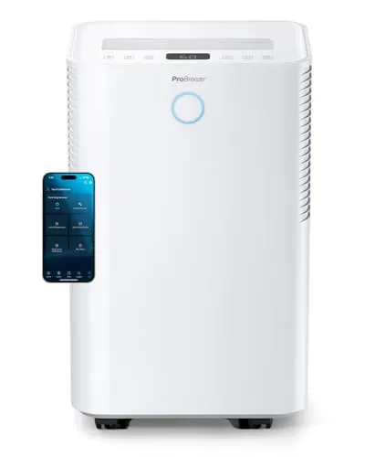 Pro Breeze OmniDry Deshumidificador 20L/Día hasta 30 M², WiFI, Depósito 4L, Secado de Ropa, Sensor de Humedad, Temporizador 24H, Modo Nocturno - Antihumedad, Moho y Condensación