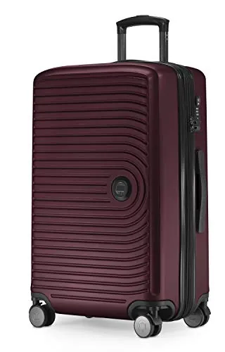 HAUPTSTADTKOFFER Mitte - Maleta Rígida Mediana, TSA, 4 Ruedas, Equipaje Facturable con Ampliación de Volumen de 8 cm, 68 cm, 88 L, Borgoña