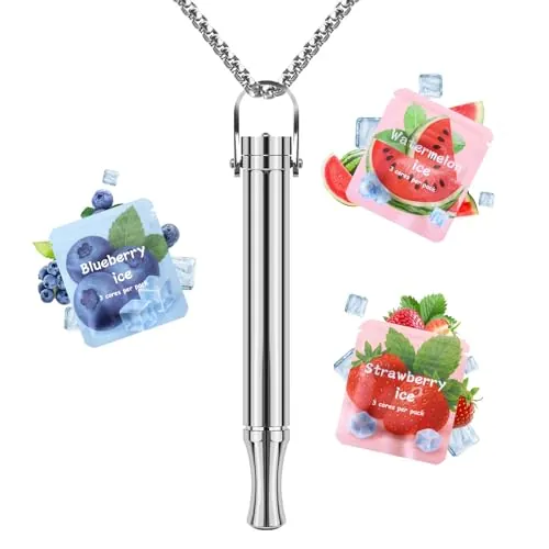 Collar de respiración ajustable: ayuda bucal portátil con filtro y resistencia, paquete con varios sabores, accesorio reutilizable para tu estilo de vida en plata