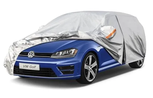 Kayme Funda Coche Exterior, Compatibles con Volkswagen Golf MK5/6/7/8 (2003-2025), Cubierta para Coche Impermeable Anti-UV Antipolvo de 6 Capas, Cubre Coche con Cremallera y Forro de Algodón.