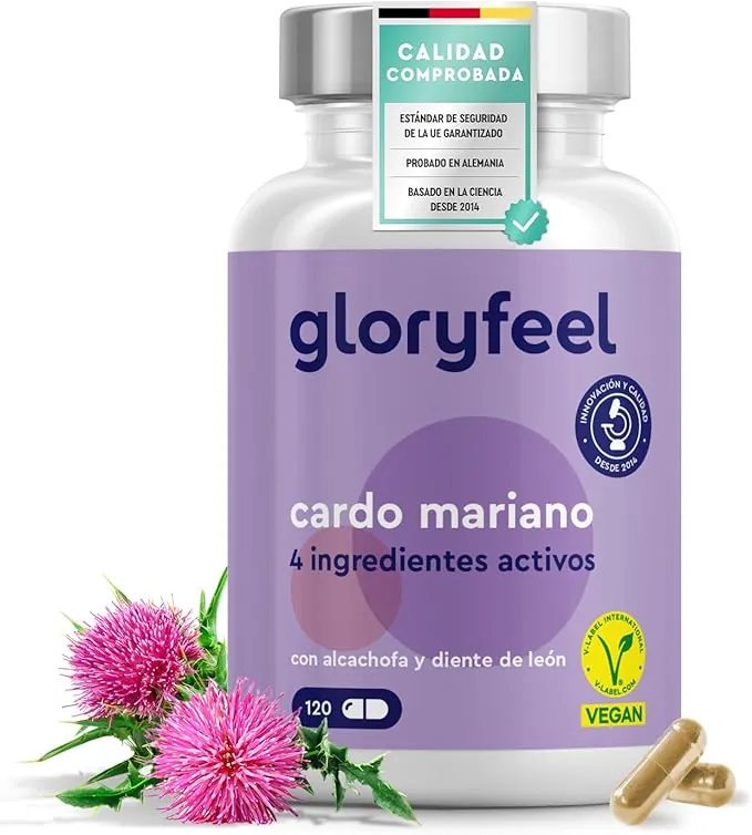 Cardo Mariano 500mg - Con Alcachofa, Diente de Leon y Desmodium - Alta Dosificación de Silimarina - 120 Cápsulas veganas - Probado en laboratorio, sin aditivos, fabricado en Alemania