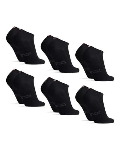 DANISH ENDURANCE Calcetines Tobilleros en Bambú, Calcetines Cortos Transpirables, Extra Suaves, 6 Pack, Negro, 43-47