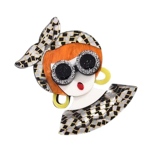 COMPUKAS Broche Acrílico Forma de Niña para Solapa y Bufanda, Pin Decorativo para Chaquetas y Blusas, Accesorio Femenino para Uso en Fiestas y Reuniones Color Aleatorio