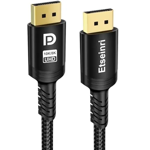 Etseinri Cable DisplayPort Certificado VESA 4K 8K 16K 1.4 DP a DP 2 Metros | Cable Display Port, 8K@60Hz, 4K@240Hz, 2K@240Hz, HBR3, 32.4Gbps, HDCP 2.2 Para Monitor de Juegos PC HDTV