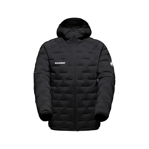 Mammut Sender IN Hooded Jacket Men – Chaqueta Aislante Ligera con Capucha para Hombre | Cazadora de Invierno para Montaña y Uso Diario | Talla L, Negro