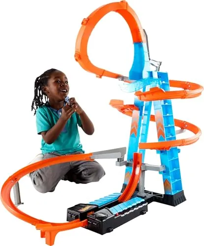 Hot Wheels Sky Crash Tower Pista y coche de juguete