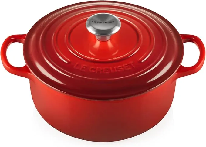 Le Creuset Cocotte redonda de hierro fundido, 20 cm, 2, 4 L, Todas Las Fuentes de Calor incluso inducción, Cereza, 21177200602430
