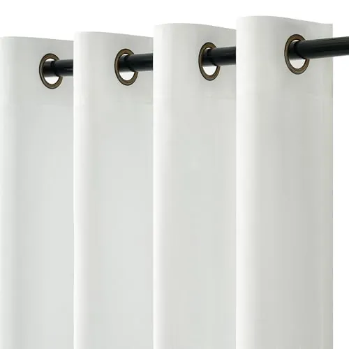 Topfinel Cortinas Blancas Salon 2 Piezas 140x245cm(Ancho x Alto) Semitranslúcido Boho Cortinas de Imitación de Lino con Ojales Modernas Decorativas para Dormitorio Ventanas de Habitacion Infantiles
