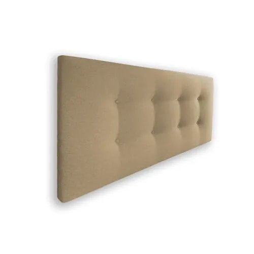 Silcar Home - Cabecero de Cama Carlo 150 Tejido Arena - Estructura de Madera, Tapizado en Polipiel, Diseño Moderno con Dos hileras Botones, Fácil Instalación - Tela Arena, 150 cm