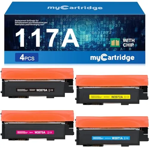 myCartridge 117A Toner (con Chip) Sostituzione di Tóner HP 117A Compatible de HP Color Laser MFP 178nw 179fnw 150nw 150a (Negro/Amarillo/Cian/Magenta)