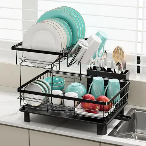 MAJALiS Escurridor de Platos para Encimera de Cocina con Drenaje