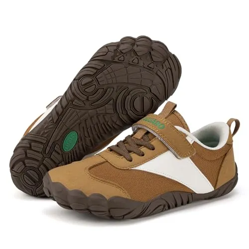 SAGUARO Zapatillas Barefoot Niños Niña Calzado Descalzos Suaves Ligeras Sneakers Minimalista Transpirables y Antideslizantes, Marrón, 32 EU