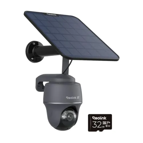 Reolink 3G/4G LTE Camara Vigilancia Exterior Solar, 4K 8MP Cámara Seguridad Inalámbrica con Energía Solar, 360° PT, Go PT Ultra(Gris) + Panel Solar + 32GB SD (Reacondicionado)
