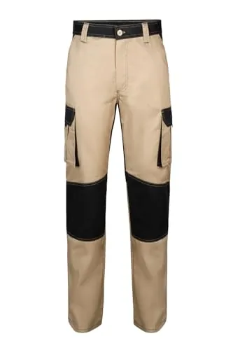 Velilla 103020B; pantalón bicolor multibolsillos; color beige arena y negro; talla 44