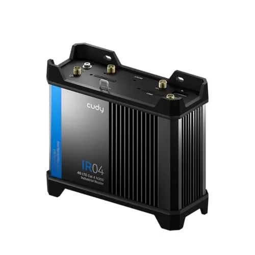 Cudy Router Wi-Fi Industrial 4G LTE Cat 4 N300, RS232/422/485, E/S, IR04 | 4G Cat. 4 a 150 Mbps, Wi-Fi 4 N300, 4 puertos PoE de 100 M, 2 ranuras SIM, RS232/422/485/ADC/E/S/USB, IP30, de -40 a 75 °C