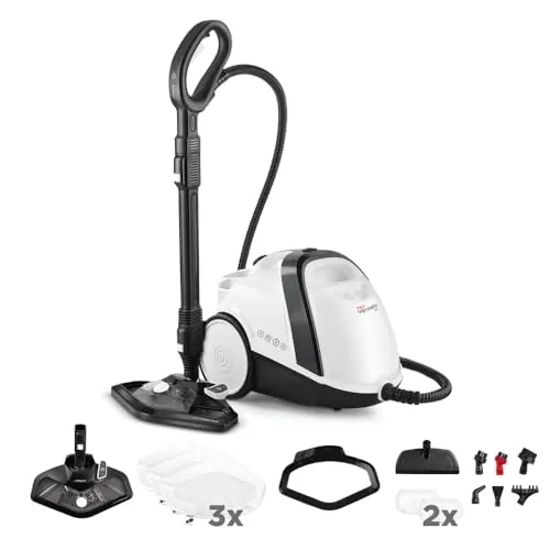 Polti Vaporetto Smart 120, Limpiador a Vapor con Caldera 4 Bar, 1500 W, Depósito Extraíble 2 L, Calentamiento 2 Min, 14 Accesorios, Blanco/Negro