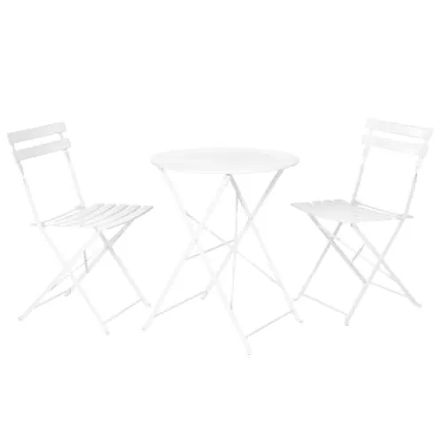 LOLAhome Conjunto Mesa y 2 Sillas jardín Sira de Acero Blanco
