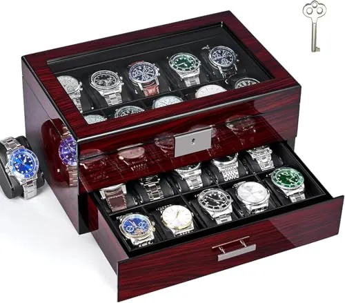 ANWBROAD Caja de Relojes 20 Compartimentos, Relojero Organizador Hombre
