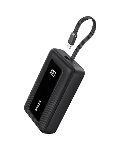 Anker Zolo Power Bank, Cargador portátil inalámbrico y Compacto de 20 000 mAh con Carga rápida máxima de 30 W, Cable USB C Integrado, batería Resistente, para iPhone 17/16/15, AirPods y más