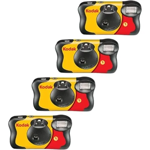 Kodak Fun Saver - Cámara desechable de un Solo Uso de 35 mm con Flash, 27 exposiciones, Paquete de 4