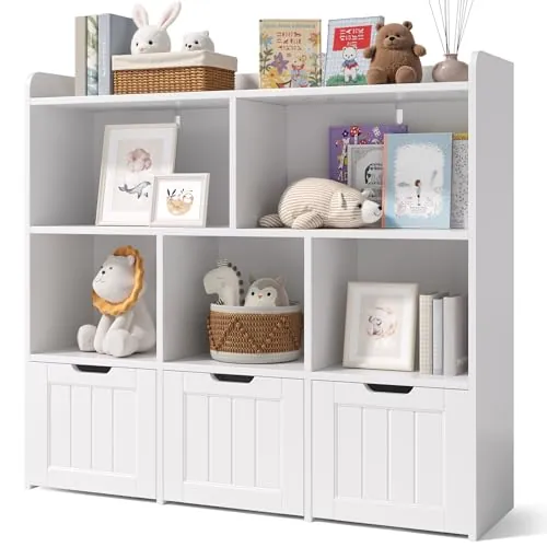 Xbro Mueble Almacenaje Juguetesl, Estantería Infantil, Organizador Juguetes, Estanteria Montessori, para Guardería, Dormitorio, 100 x 30 x 90 cm, Blanco