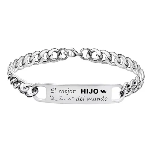 LUODAN Regalo Hijo Pulsera Hombre Regalos Originales Pulsera con Inscripción ''el mejor Hijo del mundo',Ajustable Pulsera Regalo para Hombre