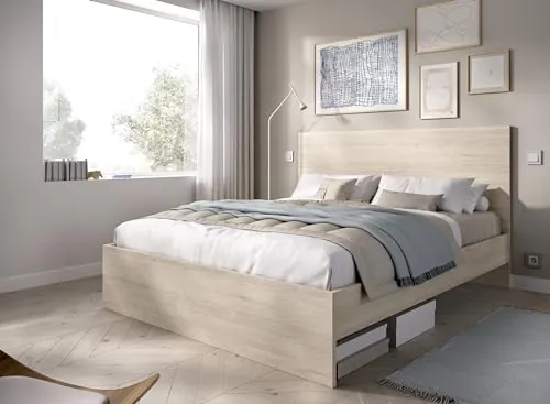 DEKIT Grupo RIMOBEL Lago - Cama para Dormitorio 135/140X190 - Natural - 100 x 145.4 x 195